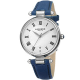 Akribos XXIV Quartz White Dial Blue Leather Ladies Watch AK1070BU - The Watches Men & Co