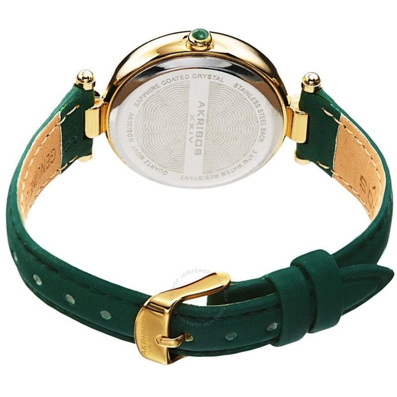 Akribos XXIV Quartz White Dial Green Leather Ladies Watch AK1070GN - The Watches Men & Co #4