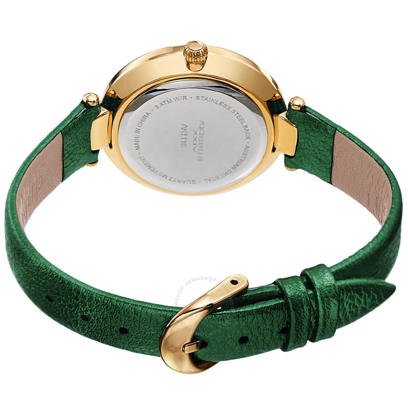 Akribos XXIV Quartz White Dial Green Leather Ladies Watch AK1116GN - The Watches Men & Co #4