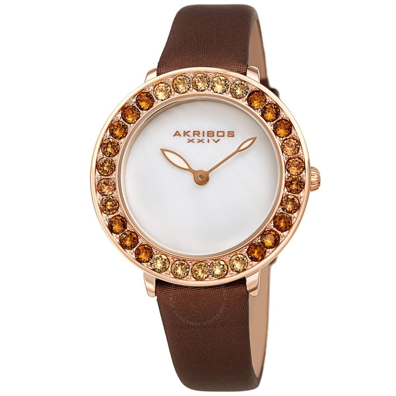 Akribos XXIV Quartz White Dial Ladies Watch AK1093BR - The Watches Men & Co