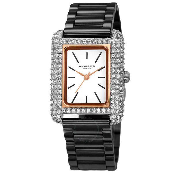 Akribos XXIV Quartz White Dial Ladies Watch AK1108BKR - The Watches Men & Co
