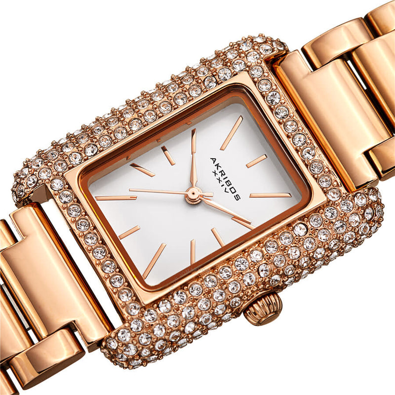 Akribos XXIV Quartz White Dial Rose Gold-tone Ladies Watch AK1108RG - The Watches Men & Co #2