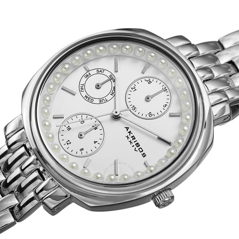 Akribos XXIV Quartz White Dial Ladies Watch AK1114SS - The Watches Men & Co #2