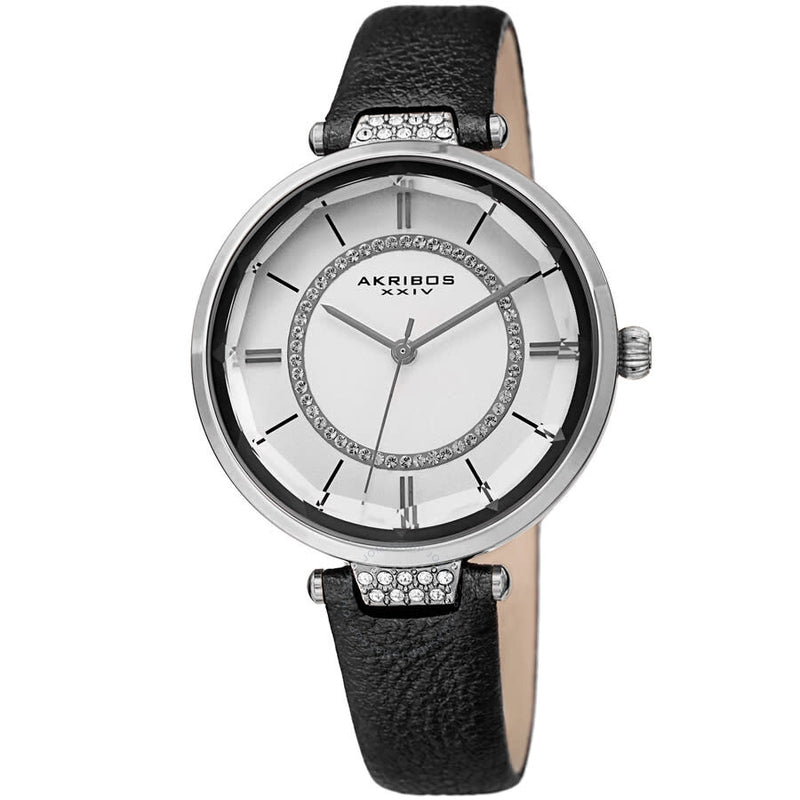 Akribos XXIV Quartz White Dial Ladies Watch AK1116BK - The Watches Men & Co