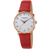 Akribos XXIV Quartz White Dial Red Leather Ladies Watch AK1087RD - The Watches Men & Co