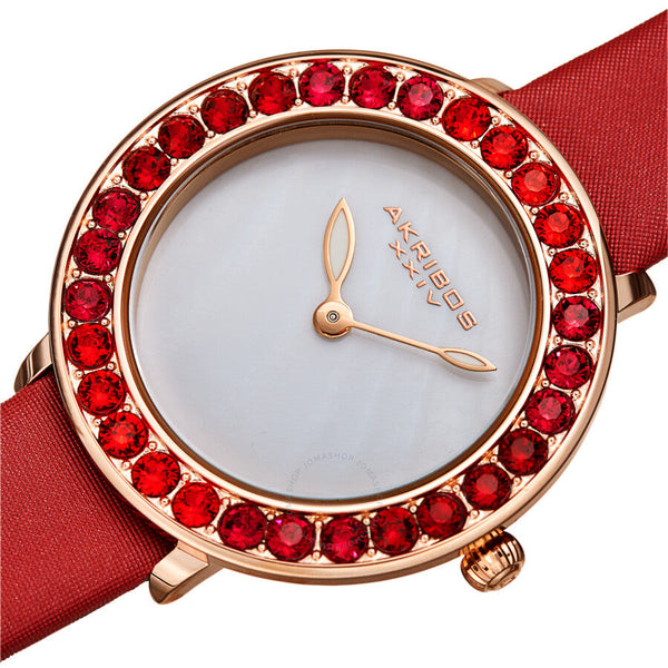 Akribos XXIV Quartz White Dial Red Leather Ladies Watch AK1093RD - The Watches Men & Co #2