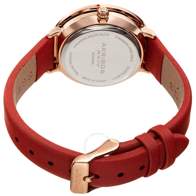 Akribos XXIV Quartz White Dial Red Leather Ladies Watch AK1093RD - The Watches Men & Co #4