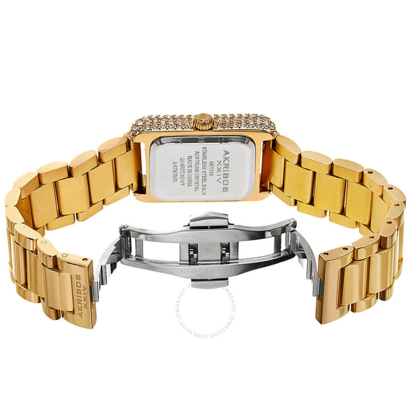 Akribos XXIV Quartz White Dial Yellow Gold-tone Ladies Watch AK1108YG - The Watches Men & Co #4
