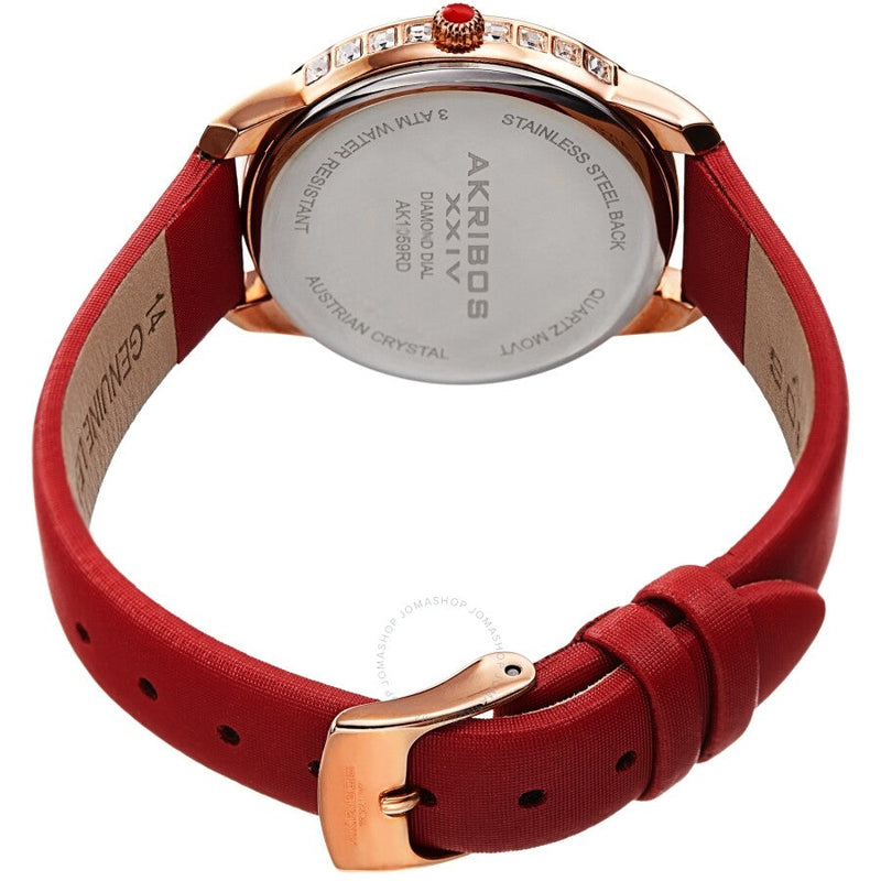 Akribos XXIV Red Dial Red Leather Ladies Watch AK1059RD - The Watches Men & Co #4