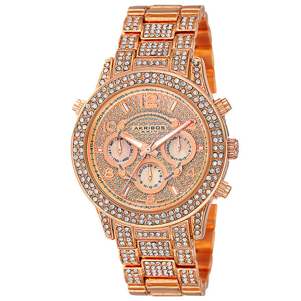 Akribos XXIV Rose Dial Rose Gold-tone Ladies Watch AK776RG - The Watches Men & Co