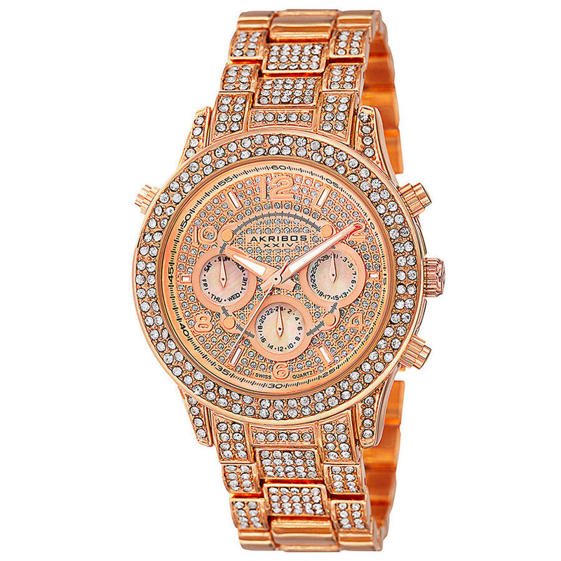 Akribos XXIV Rose Dial Rose Gold-tone Ladies Watch AK776RG - The Watches Men & Co