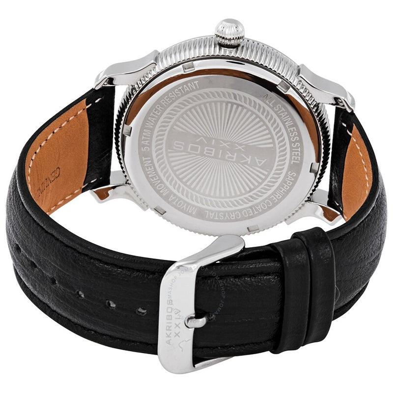 Akribos XXIV Silver Dial Black Leather Men's  Watch AK726SSB - The Watches Men & Co #3