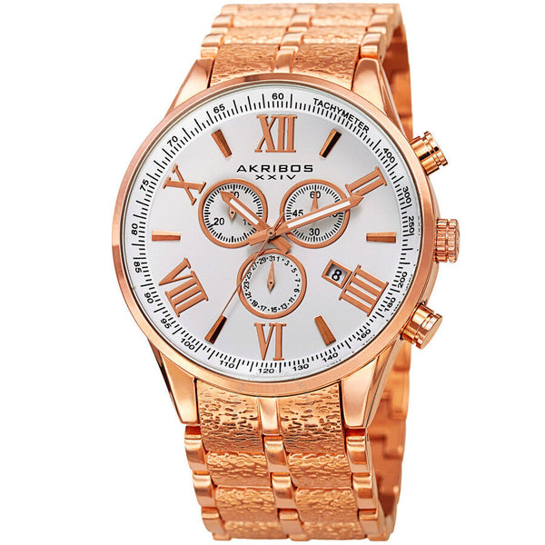 Akribos XXIV Silver Dial Rose Gold-tone Men's Watch AK960RG - The Watches Men & Co