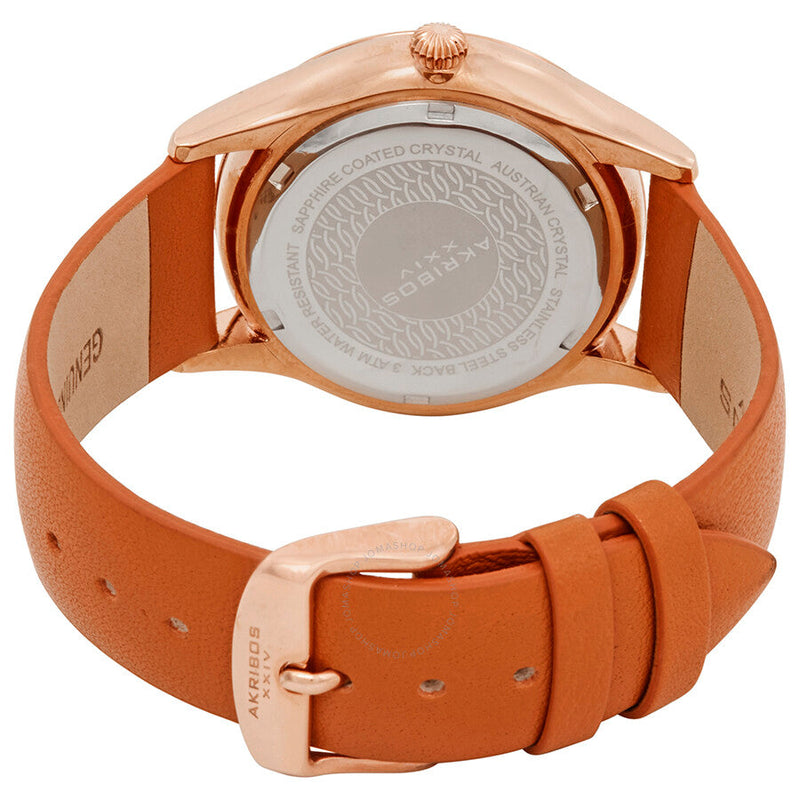 Akribos XXIV Silver Dial Tangerine Leather Ladies Watch AK964TN - The Watches Men & Co #3