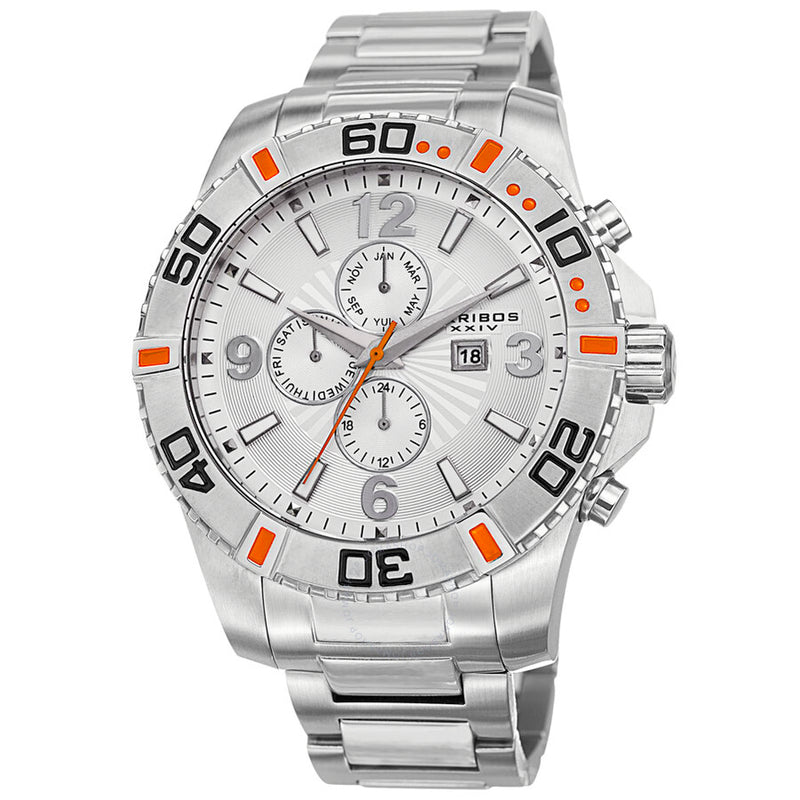 Akribos XXIV Quartz Silver Dial Stainless Steel Men's Watch AK671SS - The Watches Men & Co