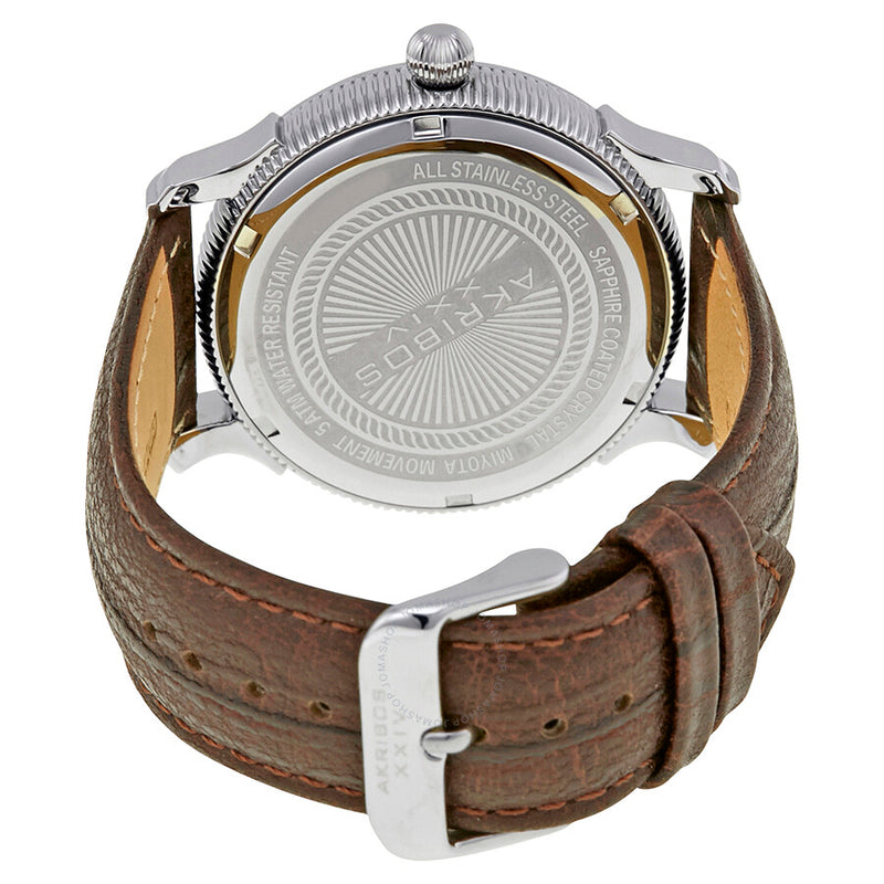 Akribos XXIV Black Dial Brown Leather Men's  Watch AK726BR - The Watches Men & Co #3