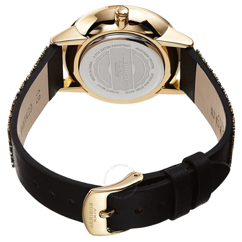 Akribos XXIV Swarovski Crystal Fabrics Quartz Gold Dial Ladies Watch P50105 - The Watches Men & Co #4