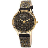Akribos XXIV Swarovski Crystal Fabrics Quartz Gold Dial Ladies Watch P50105 - The Watches Men & Co