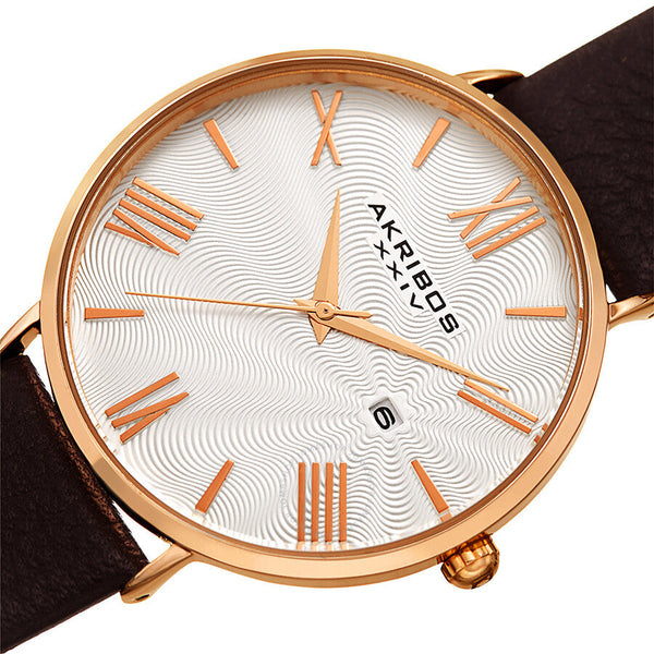 Akribos XXIV Waves White Dial Men's Watch AK1041RGBR - The Watches Men & Co #2