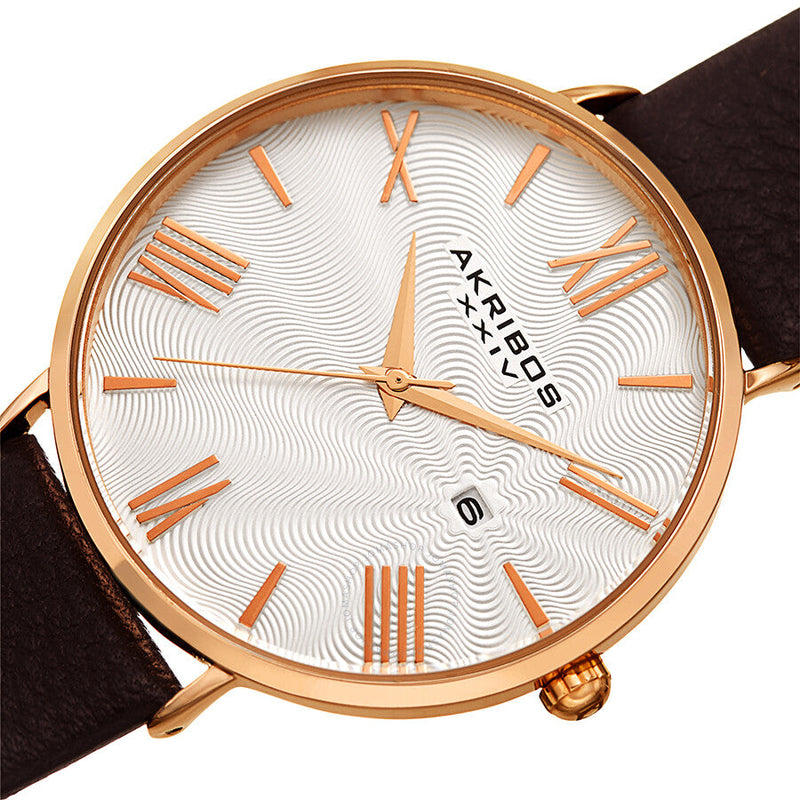 Akribos XXIV Waves White Dial Men's Watch AK1041RGBR - The Watches Men & Co #2