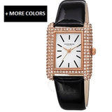 Akribos XXIV White Dial Black Leather Ladies Watch AK1068BK - The Watches Men & Co