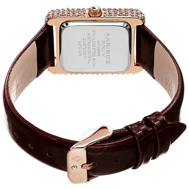Akribos XXIV White Dial Brown Leather Ladies Watch AK1068BR - The Watches Men & Co #4