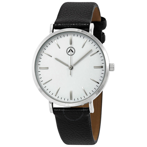 Alba by Akribos White Dial Leather Men's Watch 1033SS - The Watches Men & Co