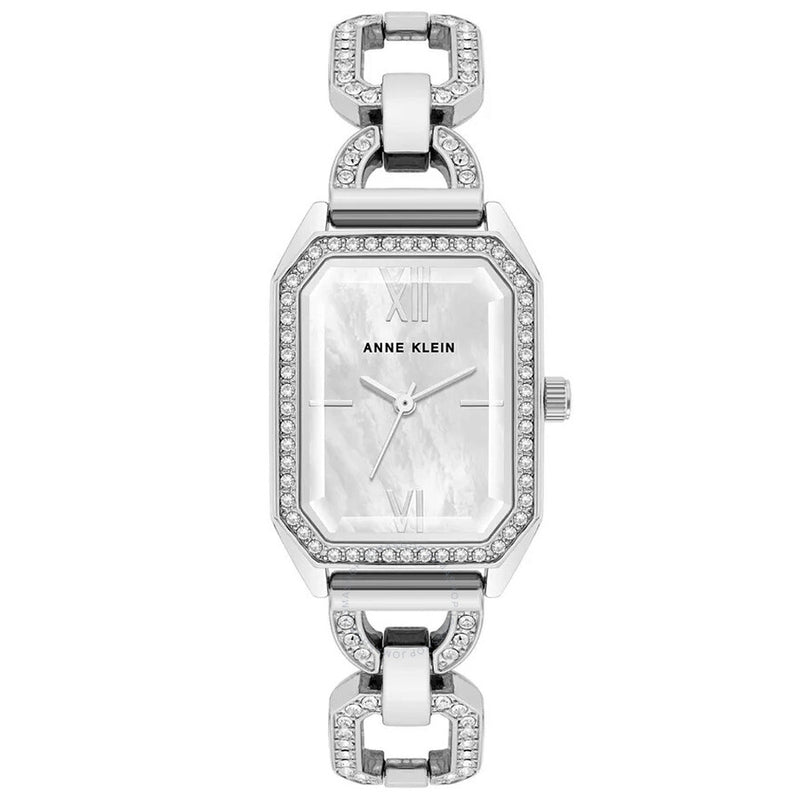 Anne Klein Quartz Crystal Mother of Pearl Dial Ladies Watch 4161MPSV - The Watches Men & Co
