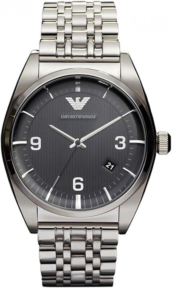 Emporio Armani AR0369 black dial quartz watch with stainless steel bracelet