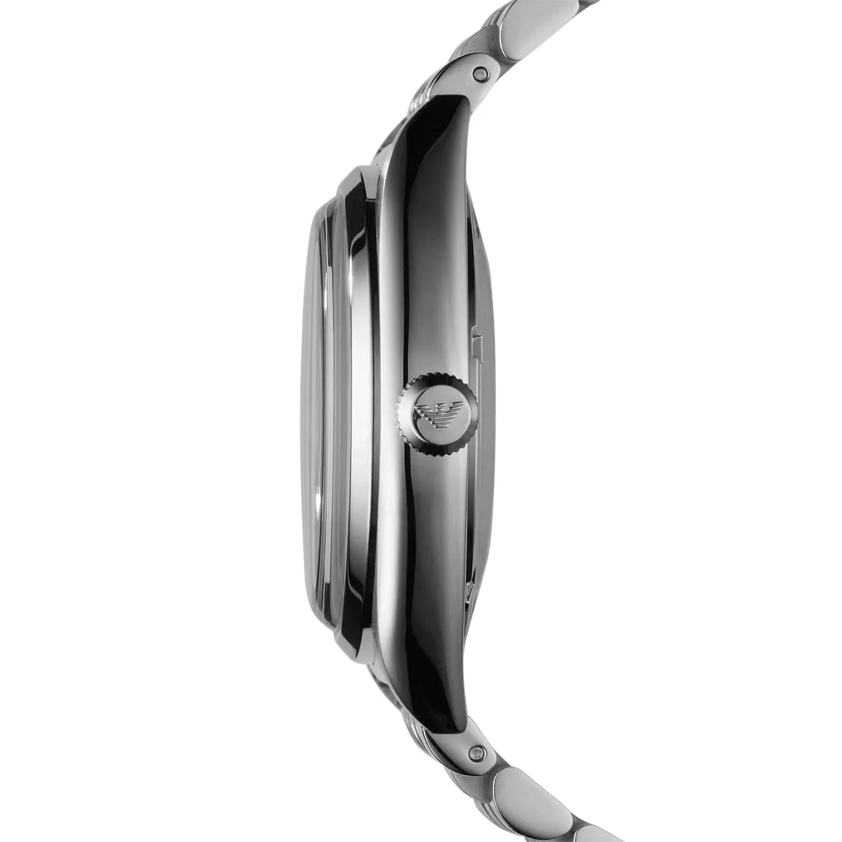 Emporio Armani AR0369 watch side view displaying case thickness and crown