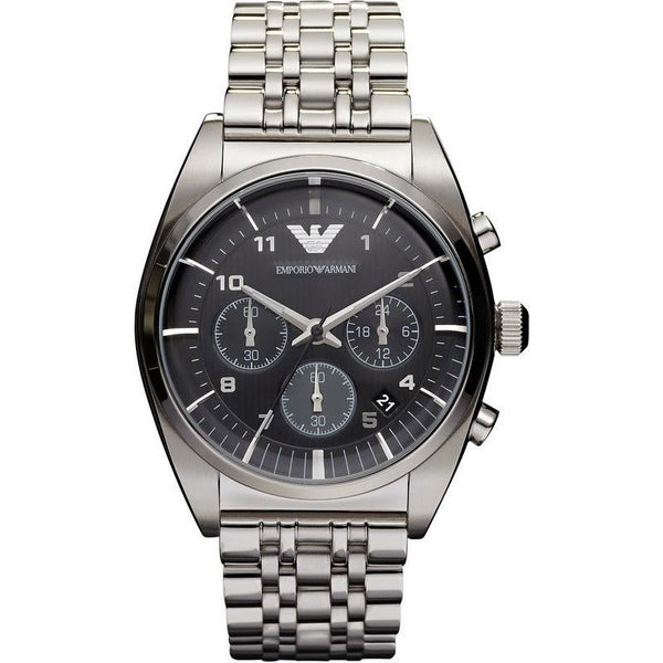 Emporio Armani Classic Black Dial Stainless Steel Chronograph Men's Watch AR0373