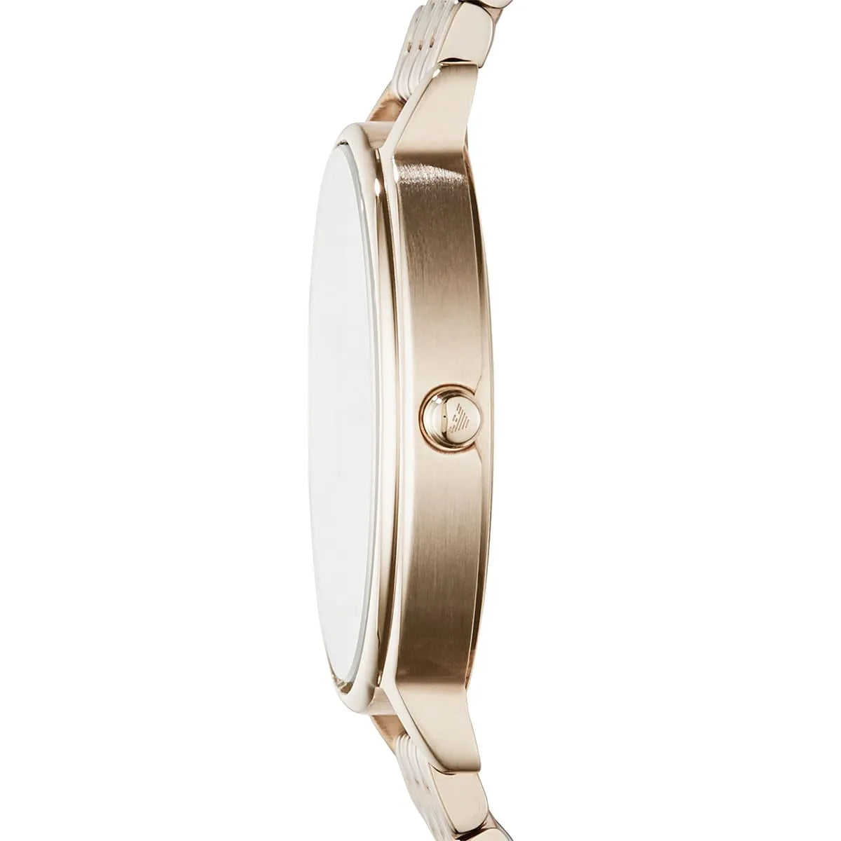 Emporio Armani AR11062 side profile showing case thickness and metal bracelet