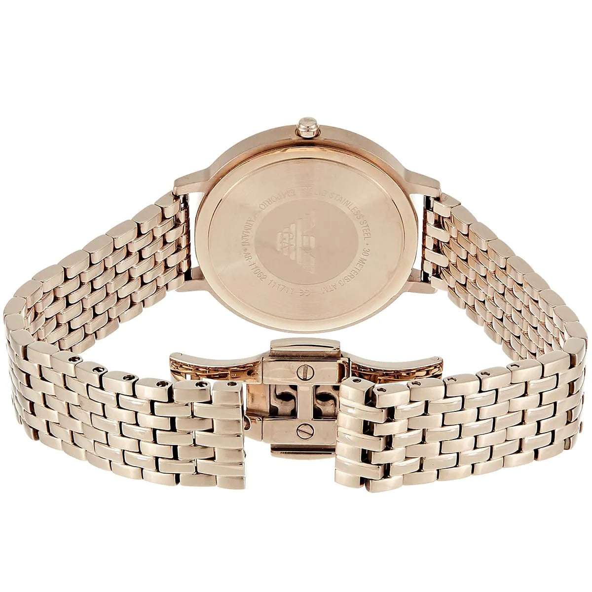 Emporio Armani AR11062 caseback and integrated metal bracelet