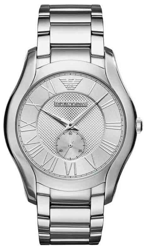 Emporio Armani AR11084 silver stainless steel men's watch with Roman numeral dial and subdial