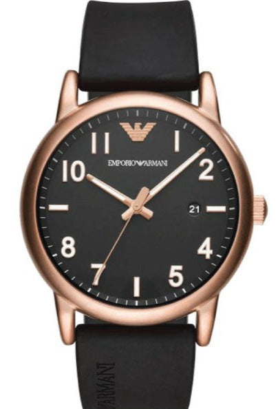 Emporio Armani AR11097 men's watch with rose gold case and black dial