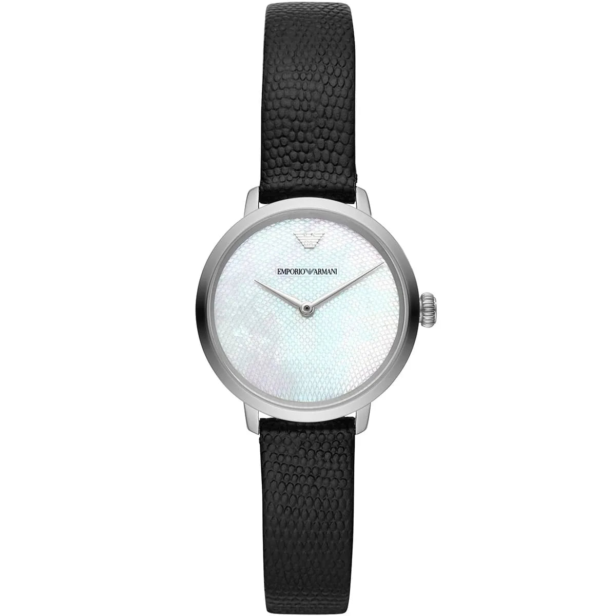 Emporio Armani Modern White Dial Black Leather Strap Watch For Women - AR11159 AR11159 - Image 1