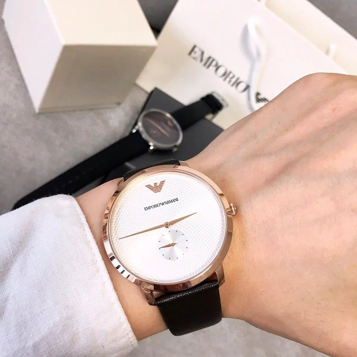 Emporio Armani Men's Quartz Leather Strap Silver Dial 42mm Watch AR11163 AR11163 - Image 8