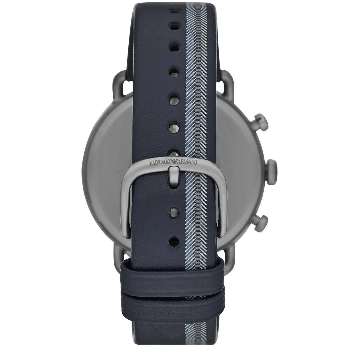 AR11202 Emporio Armani blue leather strap with herringbone stripe and stainless steel buckle