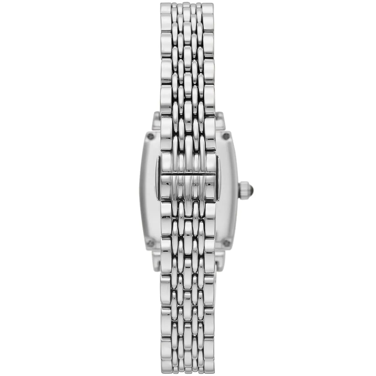 Side view of Emporio Armani Gianni T-Bar watch showing rectangular case profile