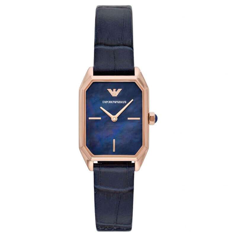 AR11426 Emporio Armani ladies quartz watch blue mother of pearl dial rose gold case