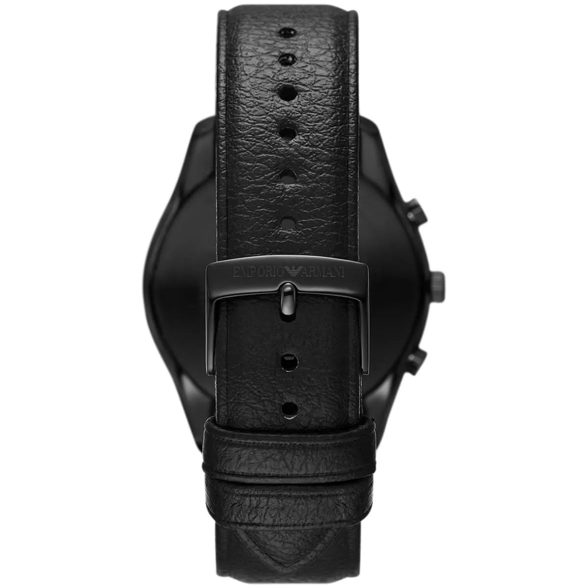 Emporio Armani AR11583 black leather strap with stitching detail and stainless steel buckle