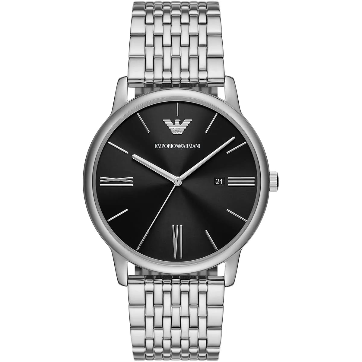 Emporio Armani AR11600 42mm men's watch with black dial and stainless steel bracelet