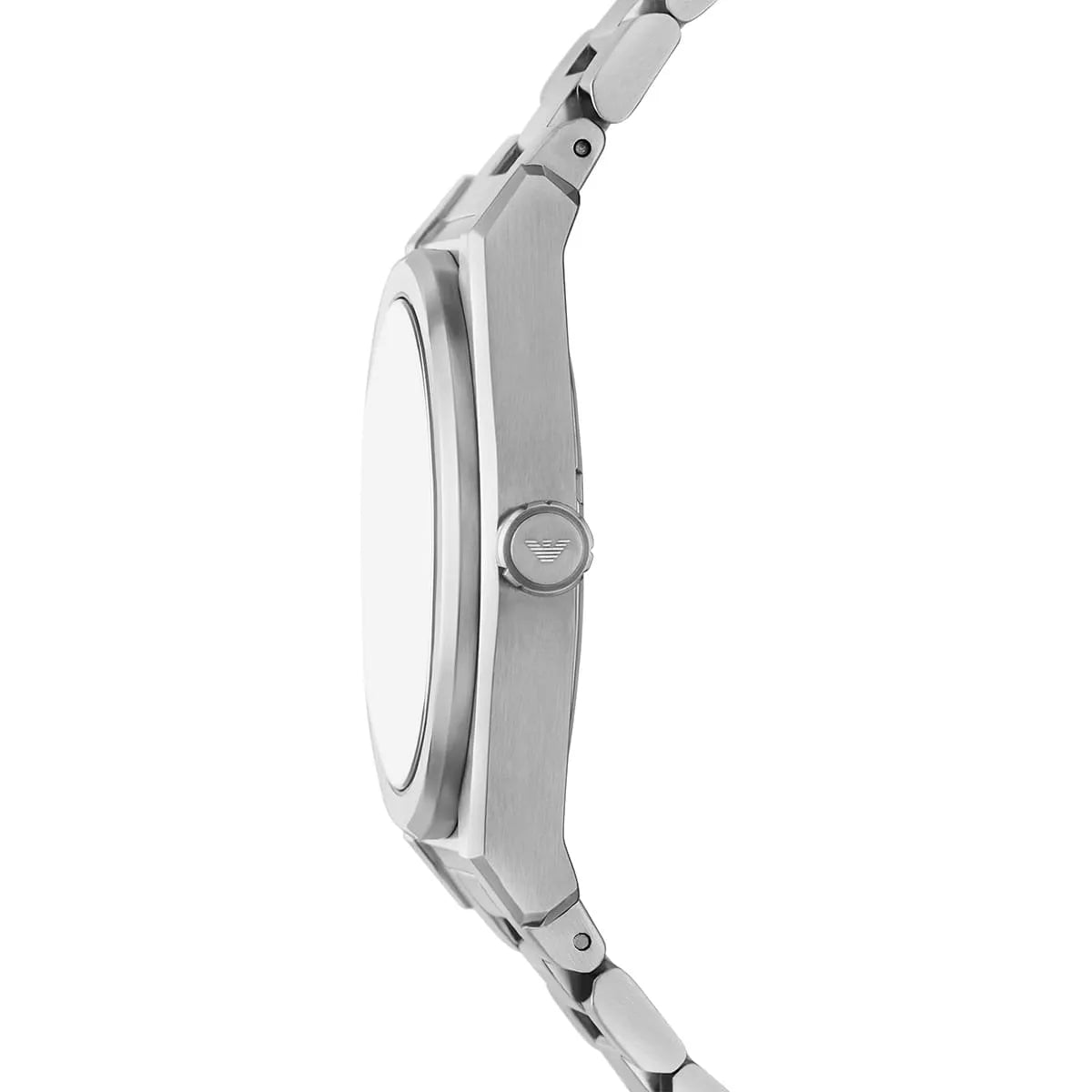 Emporio Armani Federico watch side profile showing case thickness and bracelet
