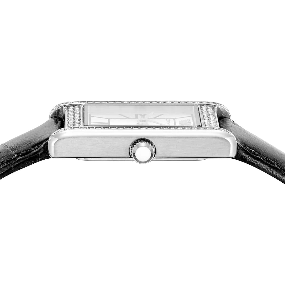 Emporio Armani Genni Rectangular Black Patterned Genuine Leather Women's Watch - AR11623