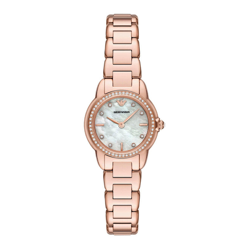 Emporio Armani Mia rose gold ladies watch with mother-of-pearl dial and crystal-set bezel