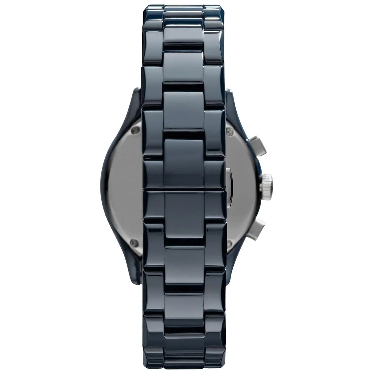 Navy blue ceramic strap and case of Emporio Armani Valente Medium 38mm watch