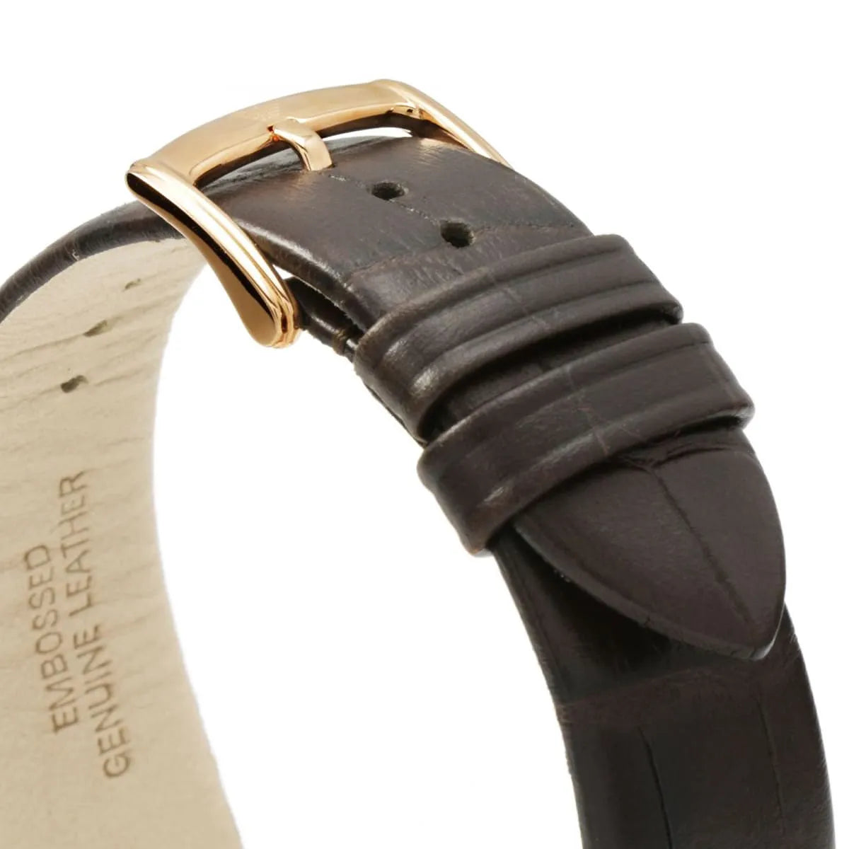 Emporio Armani AR1613 brown crocodile leather strap with rose gold buckle detail