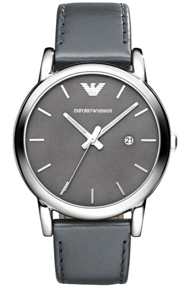 Emporio Armani AR1730 men's watch with grey dial and grey leather strap