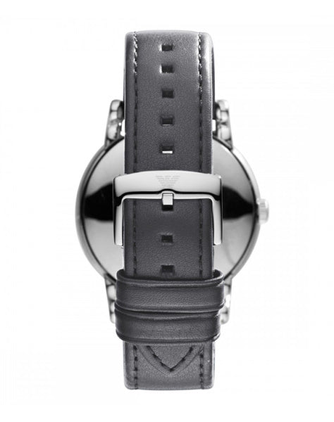 Emporio Armani AR1730 grey leather strap detail with buckle closure
