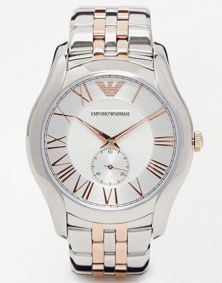 Emporio Armani AR1824 men's watch with silver dial and two-tone stainless steel bracelet
